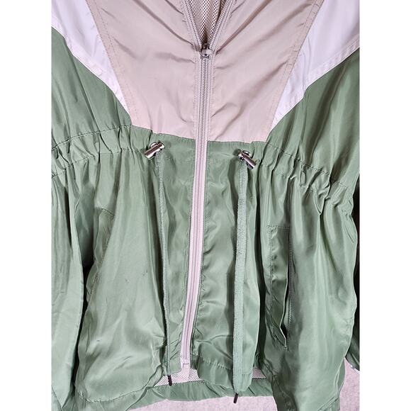 OUTDOOR COLLECTION Women's Green White Hooded Full Zip Windbreaker SZ M - Picture 4 of 9